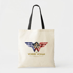 Tote Bag Wonder Woman Crossed Arms dans le logo collage