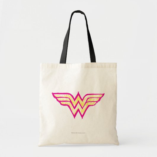 Tote Bag Wonder Woman Logo couleur rose et jaune (Devant)