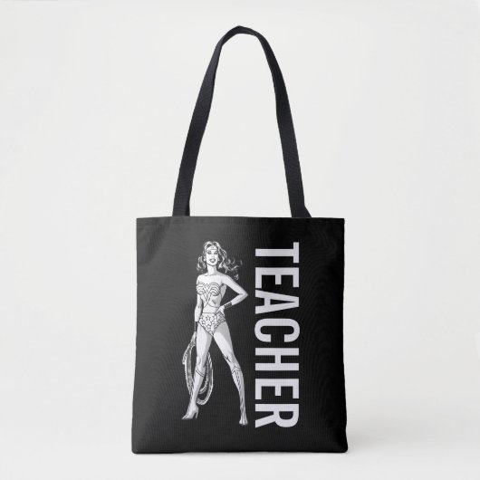 Tote Bag Wonder Woman Pose noir & blanc (Devant)