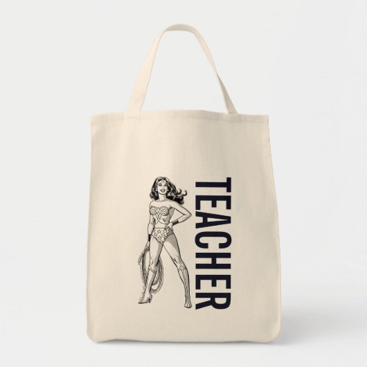 Tote Bag Wonder Woman Pose noir & blanc (Devant)
