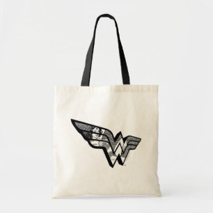 Tote Bag Wondoman Assis Dans Le Logo De La Dentelle À La Ba