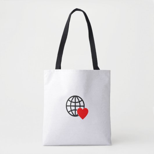 Tote Bag World Love Globe Icon | Heart Earth Summer Design (Devant)