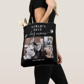 Tote Bag Worlds Best Chien Maman Empreintes de pattes Scrip (De près)