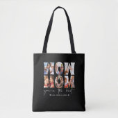 Tote Bag Wow Mom Citation Modern Black 6 Photo Collage (Devant)