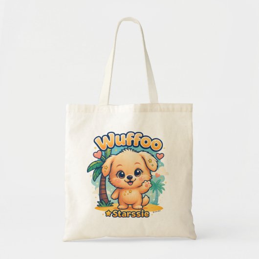 Tote Bag Wuffoo Starssie Kawaii Puppy Tropical Island (Devant)
