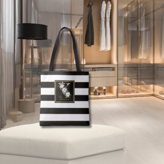 Tote Bag X Monogramme Floral Or | Blancs noirs