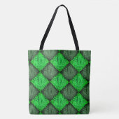 Tote Bag Xadrez verde falsa grama ou folhas de coqueiro. (Devant)