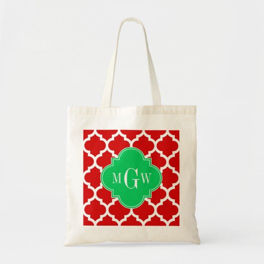 Tote Bag Xmas Rouge Blanc Marocain #5 Emerald Nom Monogramm (Devant)