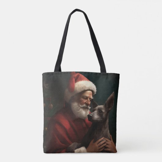 Tote Bag Xoloitzcuintli avec Noël Festif du Père Noël (Dos)