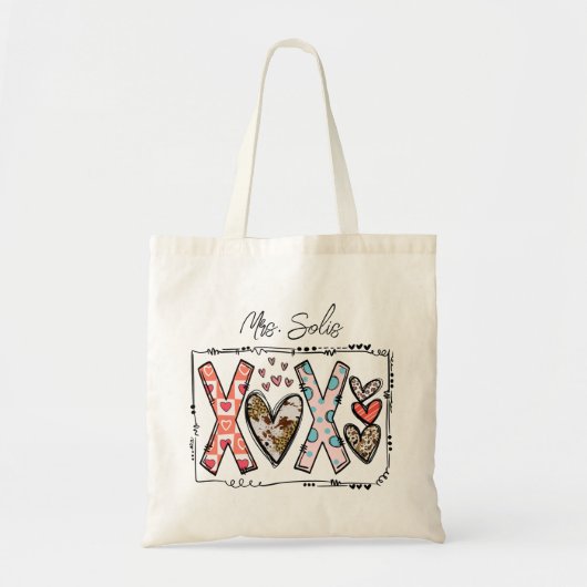 Tote Bag XOXO Valentine/Enseignant/Ordinateur portable (Devant)