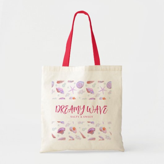 Tote Bag Y2K Mermaid Core Pink Seashell Custom Pattern (Devant)