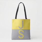 Tote Bag Yellow & Grey Modern Initials monogram (Devant)