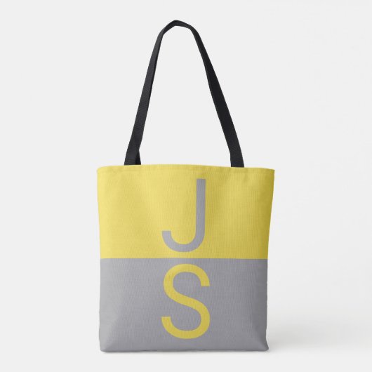 Tote Bag Yellow & Grey Modern Initials monogram (Dos)