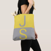 Tote Bag Yellow & Grey Modern Initials monogram (De près)