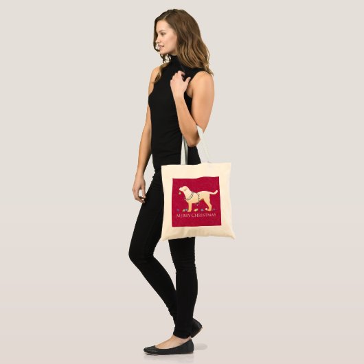 Tote Bag Yellow Labrador Retriever Joyeux Noël Design (Devant (modèle))