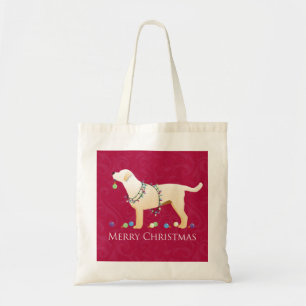 Tote Bag Yellow Labrador Retriever Joyeux Noël Design