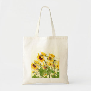 Tote Bag yellow sunflower fields watercolor