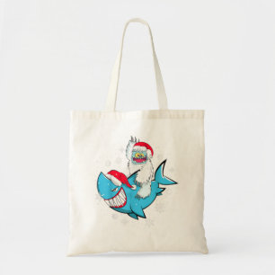 Tote Bag Yeti Pour Fêter le requin Santa Hat Noël Pyjama Xm