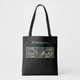 Tote Bag Yeux de chat mignons sur fond noir