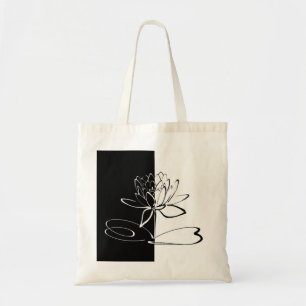 Tote Bag Yin Yang Black Lotus Blossom