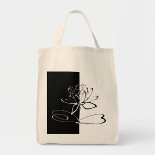Tote Bag Yin Yang Black Lotus Blossom