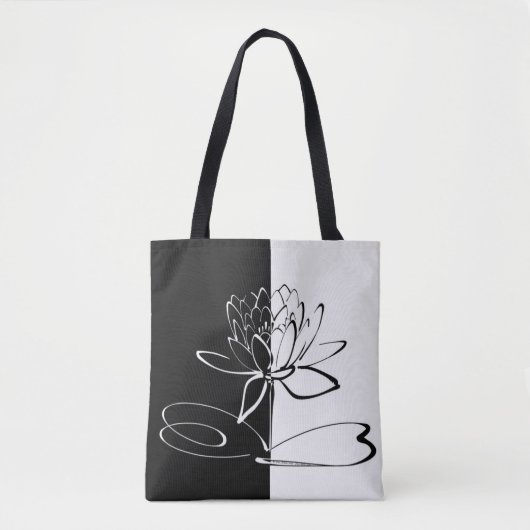 Tote Bag Yin Yang Black Lotus Blossom (Devant)