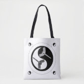 Tote Bag Yin Yang Chiffre noir et blanc 8 libellules Fourre (Devant)