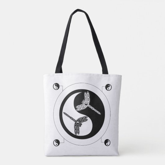 Tote Bag Yin Yang Chiffre noir et blanc 8 libellules Fourre (Dos)