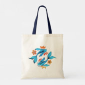 Tote Bag Yin Yang Koi Poisson bleu (Dos)