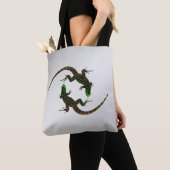 Tote Bag Yin Yang Lizards Argent (De près)