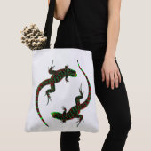 Tote Bag Yin Yang Lizards Blanc (De près)