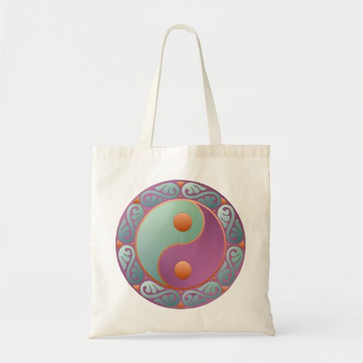 Tote Bag Yin Yang Médaillon Violet Turquoise (Devant)