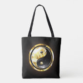Tote Bag Yin Yang or sur noir (Dos)
