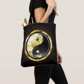 Tote Bag Yin Yang or sur noir (De près)