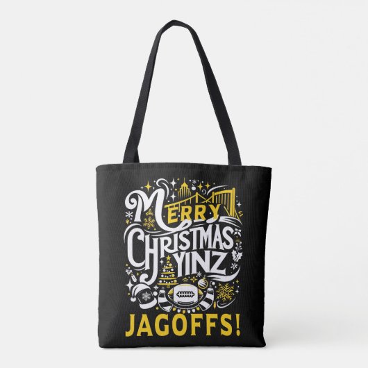 Tote Bag Yinz Jagoff Noël Pittsburgh Cadeau (Dos)