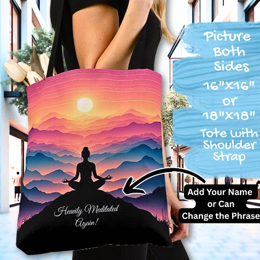 Tote Bag Yoga avec vue sur le coucher du soleil - Ajouter u