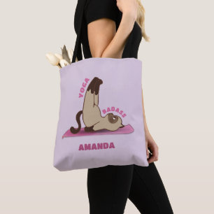 Tote Bag Yoga Badass entraînement Kitty Cat Nom personnalis