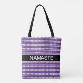 Tote Bag Yoga motif à rayures blanches élégantes sur violet (Dos)