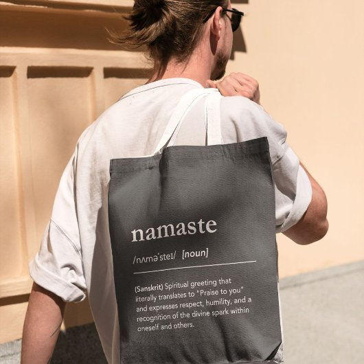 Tote Bag Yoga Namaste Définition Instructeur noir moderne