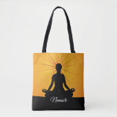 Tote Bag Yoga on Orange Sunbeams - Ajouter un nom ou votre  (Devant)