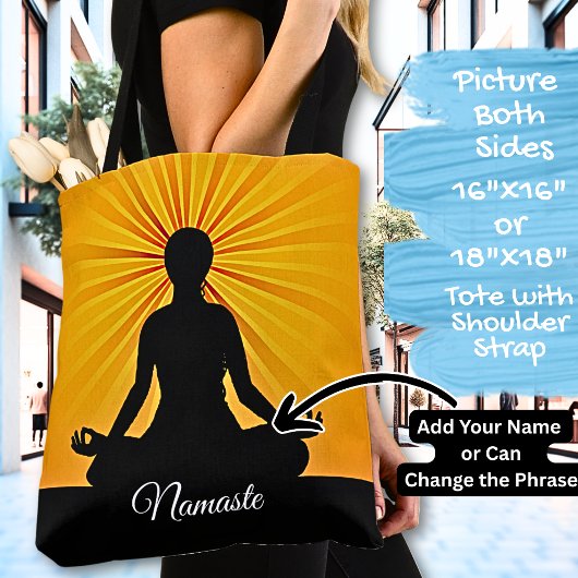 Tote Bag Yoga on Orange Sunbeams - Ajouter un nom ou votre 
