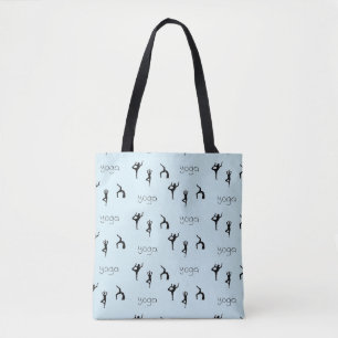 Tote Bag Yoga pose et texte motif sur bleu