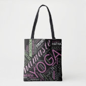 Tote Bag Yoga Word Cloud Plum/Green ID254 (Devant)