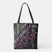 Tote Bag Yoga Word Cloud Plum/Green ID254 (Dos)