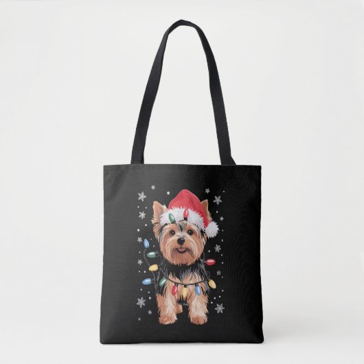 Tote Bag Yorkie Christmas Chien Long Noël Cadeau (Devant)