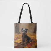 Tote Bag Yorkipoo à l'automne Feuilles automne Inspire (Devant)