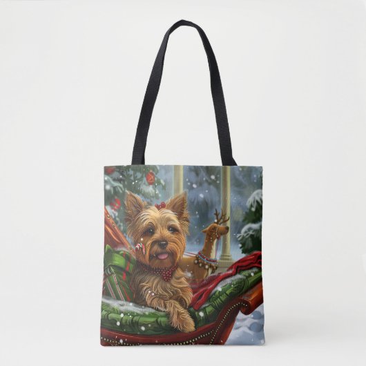 Tote Bag Yorkshire Terrier Chien Fête de Noël (Devant)