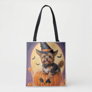 Tote Bag Yorkshire terrier citrouille d'Halloween