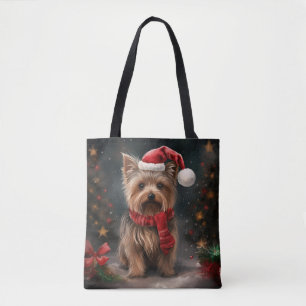 Tote Bag Yorkshire Terrier Dog dans la neige Noël