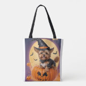 Tote Bag Yorkshire terrier halloween citrouille (Dos)